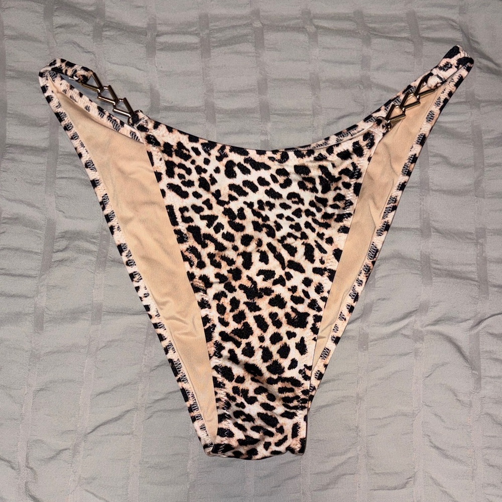 Victoria's Secret Leopard Print Bikini Bottoms in Beige and Black
